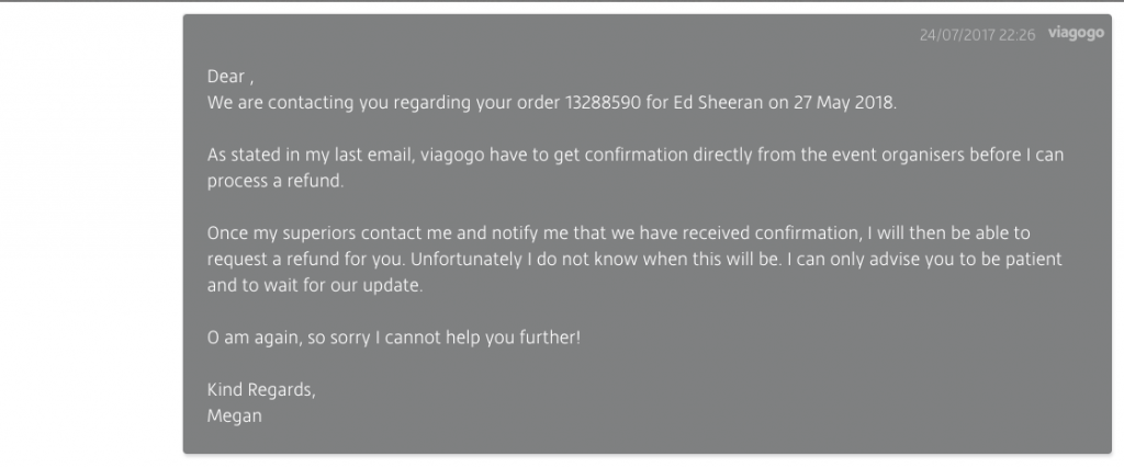 viagogo ed sheeran refunds